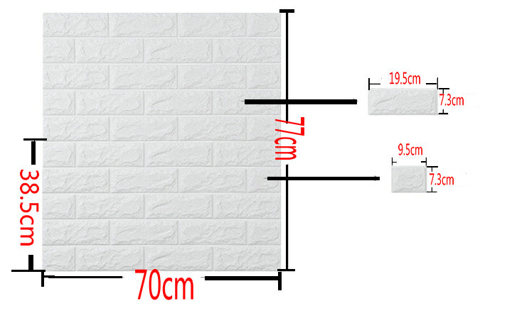 Xốp dán tường giả gạch có kích thước 70 x 77cm