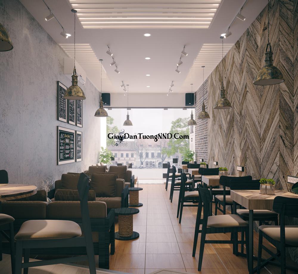 Phong cách giấy dán tường Rustic cho quán cafe tạm cảm giác ấm cùng và gần gũi