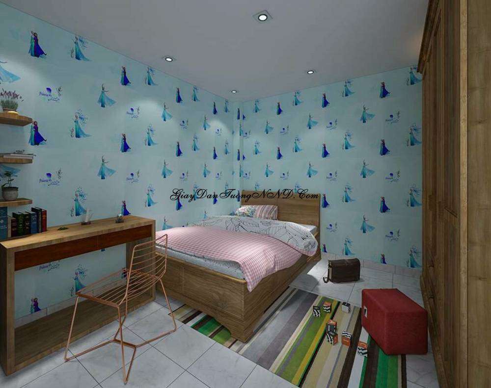 Trang trí phòng ngủ cho bé gái bằng giấy dán tường