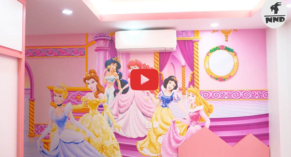 Video thi công tranh dán tường phòng ngủ bé gái