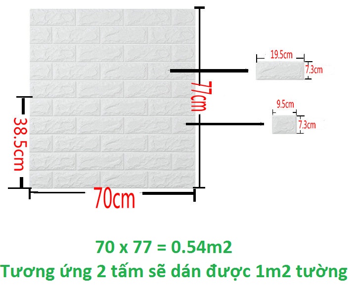 Trung bình 2 tấm xốp sẽ dán được 1m2 tường